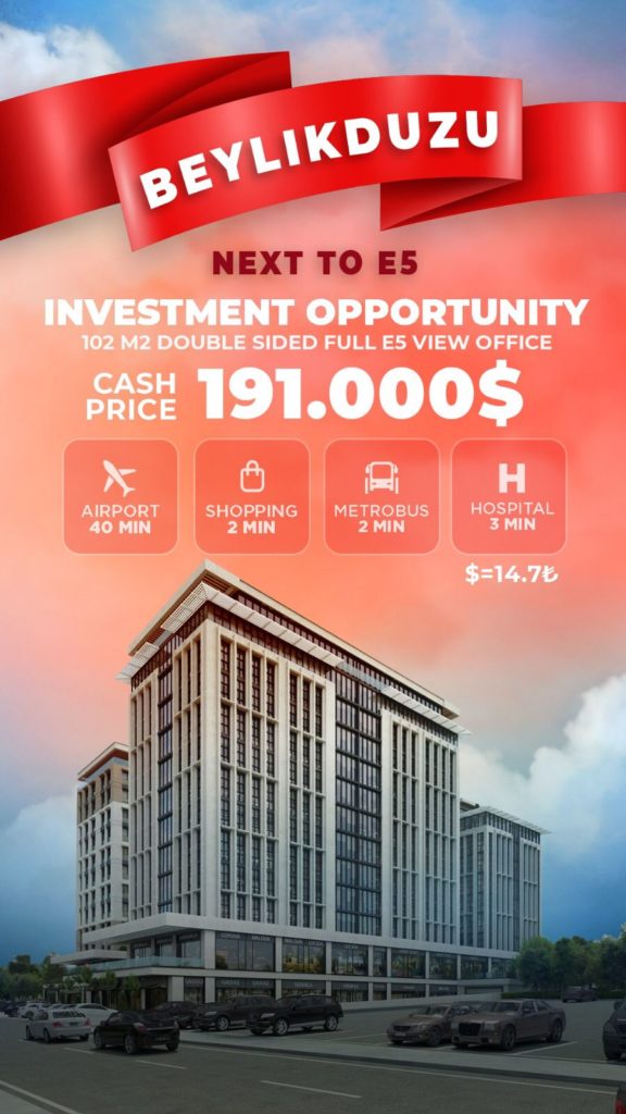 2+1 Office for Sale: Perfect Location in Beylikduzu with full of E5 view